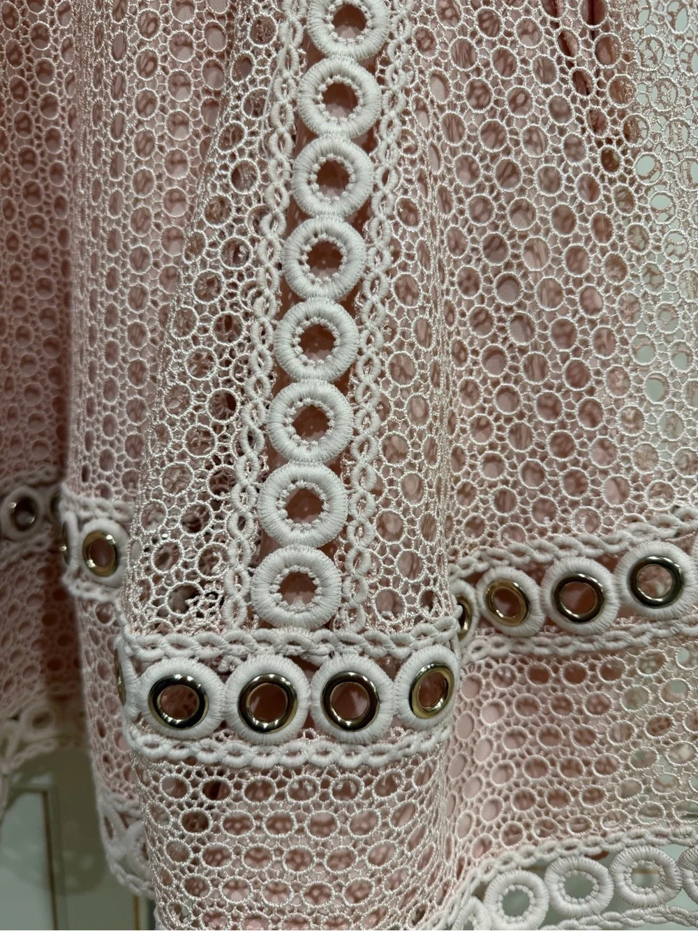 MAJE Revi Sleeveless Pink Eyelet Fit-and-Flare Dress (121)